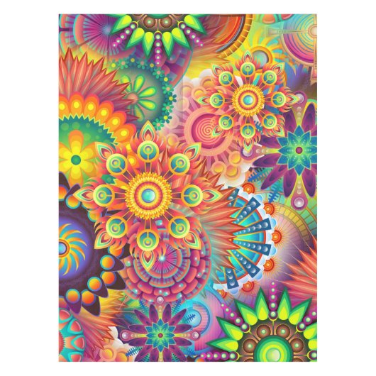 Funky Retro Pattern Abstract Bohemian Tafelkleed (Voorkant)