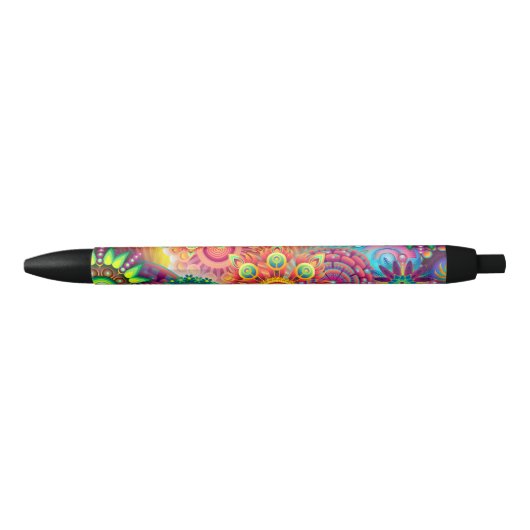 Funky Retro Pattern Abstract Bohemian Zwarte Inkt Pen (Voorkant)