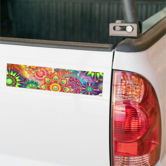 Funky Retro Pattern Abstracte Boho Bumpersticker (Op Truck)