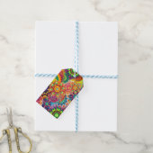 Funky Retro Pattern Abstracte Boho Cadeaulabel (Met Touw)