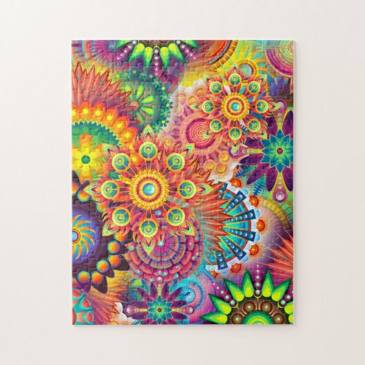 Funky Retro Pattern Abstracte Boho Legpuzzel (Verticaal)