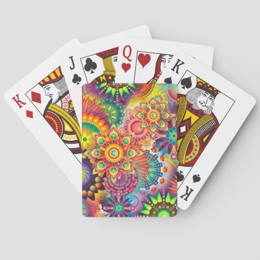 Funky Retro Pattern Abstracte Boho Pokerkaarten (Achterkant)