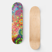 Funky Retro Pattern Abstracte Boho Skateboard (Voorkant)