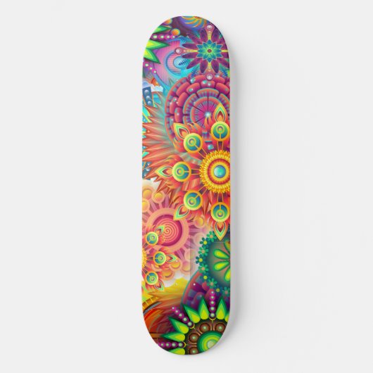 Funky Retro Pattern Abstracte Boho Skateboard (Voorkant)