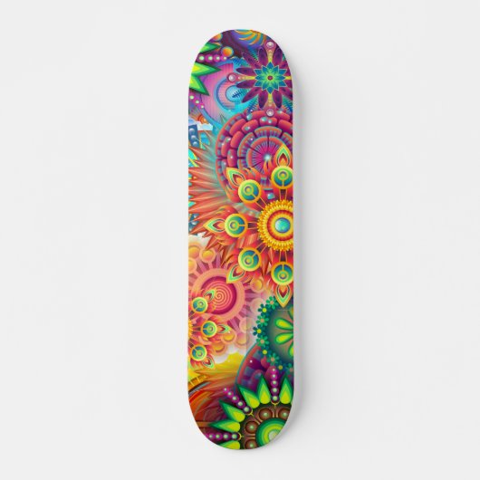Funky Retro Pattern Abstracte Boho Skateboard (Voorkant)