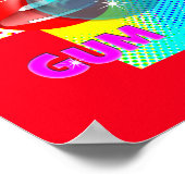 Funky Retro Pop Art Bubble Gum Lips Poster (Hoek)