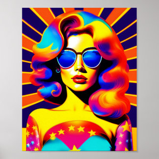 Funky Retro Pop Art Mode Poster