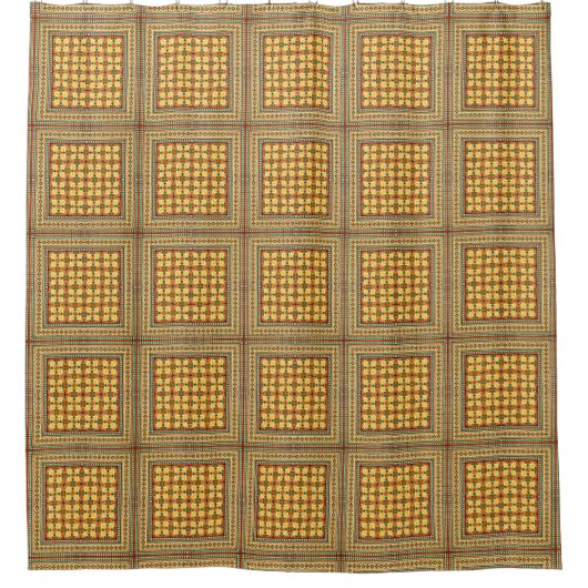 Funky Retro Square Plaid Tegel Pattern Douchegordijn (Voorkant)
