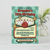 Funky Retro Vibes Tween Bowling Birthday Kaart (Staand voorkant)