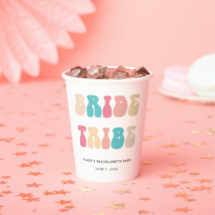 Funky Retro Vintage Bruidsstam Meisjes Uitje Afsch Papieren Bekers