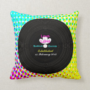 Funky Retro Vinyl Record Theme Wedding Gift Kussen