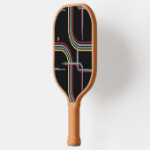 Funky Retro Wavy Stripes Rood Blauw Groen Zwart Pickleball Paddle (Links)