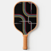 Funky Retro Wavy Stripes Rood Blauw Groen Zwart Pickleball Paddle (Achterkant)