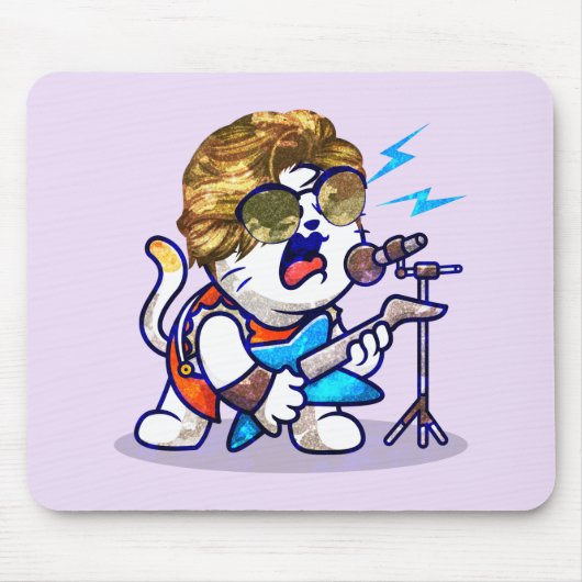 Funky Rockstar Cat - Cool Music Lover Kat Muismat (Voorkant)