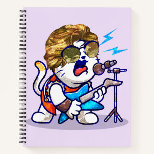 Funky Rockstar Cat - Cool Music Lover Kat Notitieboek