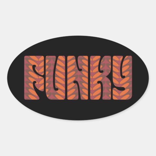 Funky (rood) ovale sticker (Voorkant)