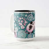 Funky Rose Kitty Chat Motif de café Mug (Devant gauche)