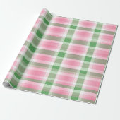 Funky roze en groen geruite tartanpatroon cadeaupapier (Uitgerold)