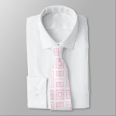 Funky roze en wit retro patroon stropdas (Gebonden)