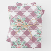 Funky Roze Kerst Gingham Patroon Inpakpapier Vel (In situ)