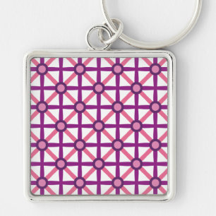 Funky Roze & Paarse Patroon Sleutelhanger