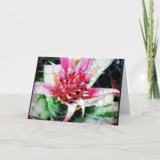 Funky Roze Zilveren Wenskaart van de Bromelia van Kaart