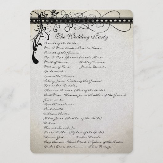 Funky Rustic Luxe Romantique programme de mariage (Dos)