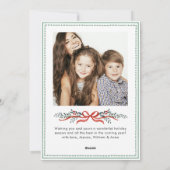 Funky Sage Green Christmas Bow Ribbon 2 Photo Feestdagenkaart (Achterkant)