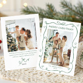 Funky Sage Green Christmas Bow Ribbon 2 Photo Feestdagenkaart