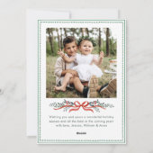 Funky Sage Green Christmas Bow Ribbon 2 Photo Feestdagenkaart (Achterkant)