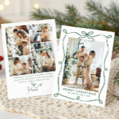 Funky Sage Green Christmas Bow Ribbon 5 Photo Feestdagenkaart