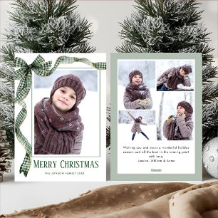 Funky Salie Groene Kerst Boog Lint 5 Foto Feestdagenkaart