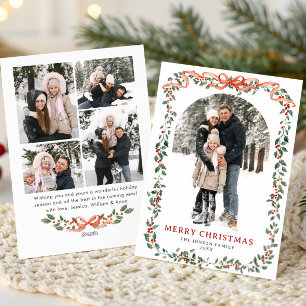 Funky Salie Groene Kerst Boog Lint 5 Foto Feestdagenkaart