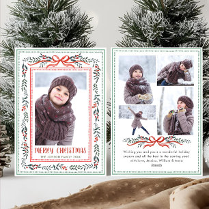 Funky Salie Groene Kerst Boog Lint 5 Foto Feestdagenkaart