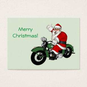 Funky Santa Claus sur Green Vintage Motorbike