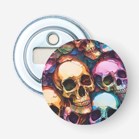 Funky Schedels Button Flesopener (Voorkant)