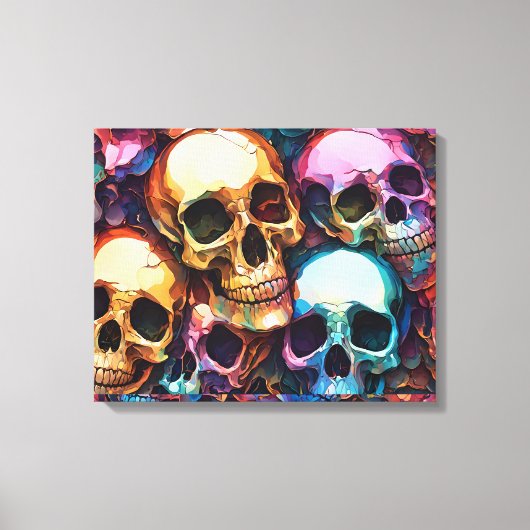 Funky Schedels Canvas Afdruk (Voorkant)