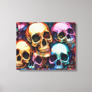 Funky Schedels Canvas Afdruk