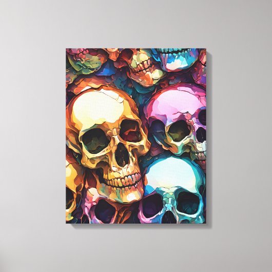 Funky Schedels Canvas Afdruk (Voorkant)