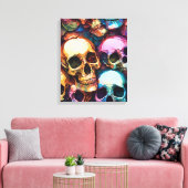 Funky Schedels Canvas Afdruk (Insitu (Woonkamer))