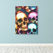 Funky Schedels Canvas Afdruk (Insitu (Houten vloer))