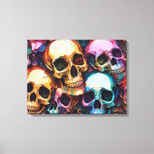 Funky Schedels Canvas Afdruk