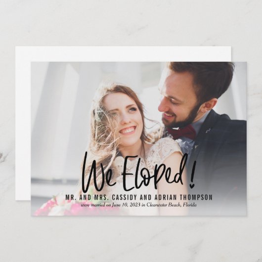 Funky schrijven bruiloft Elopement Receptie Uitnod Bedankkaart (Voorkant / Achterkant)