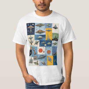 Funky Sci-Fi Retro Alien Ruimteschip T-shirt