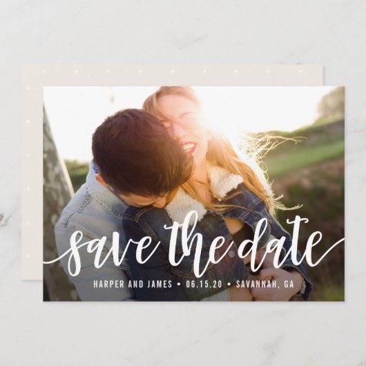 Funky Script Bewerkbare kleur Opslaan van de datum Bedankkaart (Voorkant / Achterkant)