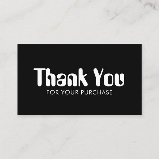 Funky Script Chique B&W Bestellen Dank u voor mini Visitekaartje (Voorkant)