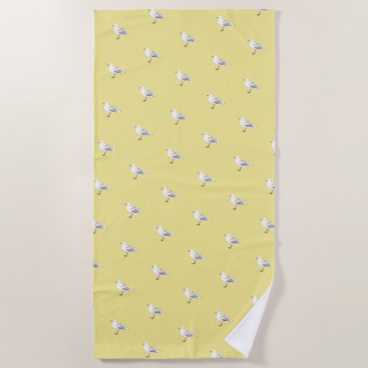 Funky Seagulls Pattern Beach Towel Strandlaken (Voorkant)