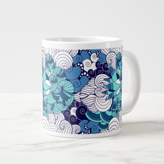 Funky Seashell Pattern Extra Grote Mok (Voorkant rechts)