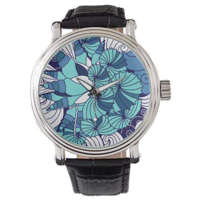 Funky Seashell Pattern Horloge (Voorkant)