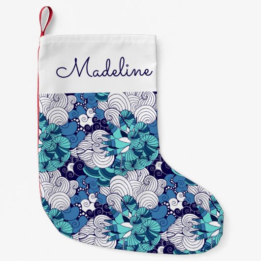 Funky Seashell Pattern | Jouw namen toevoegen Kleine Kerstsok (Voorkant)